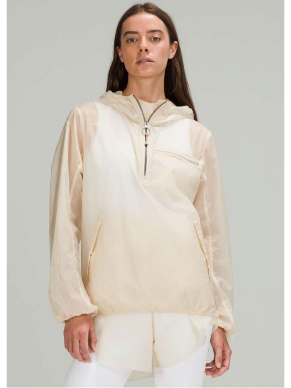 Lululemon Step Out Anorak Jacket Womens 2XL White Opal Quarter Zip Pullover New